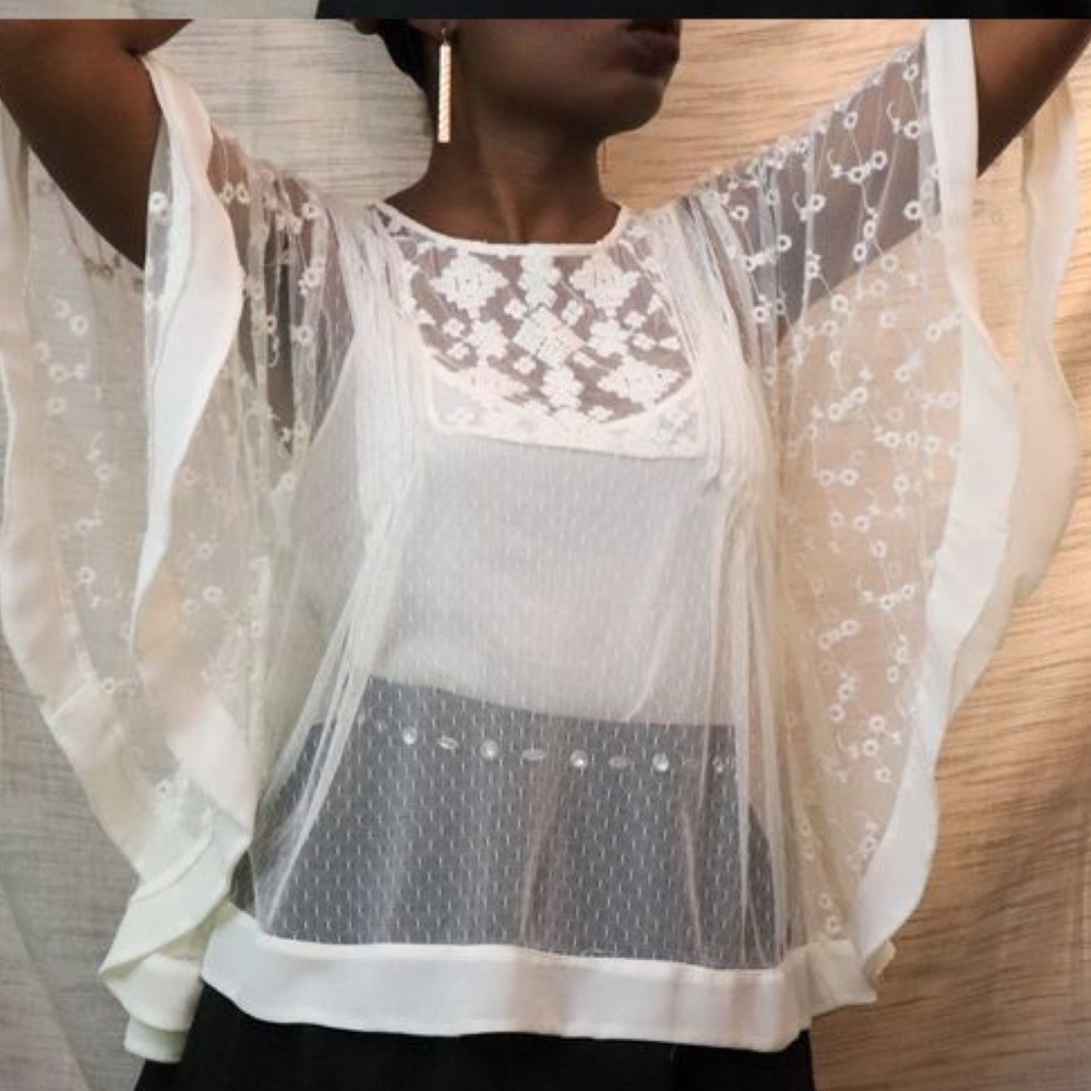 Zara Basic Collection Embroidered Lace Kaftan Top… - image 10